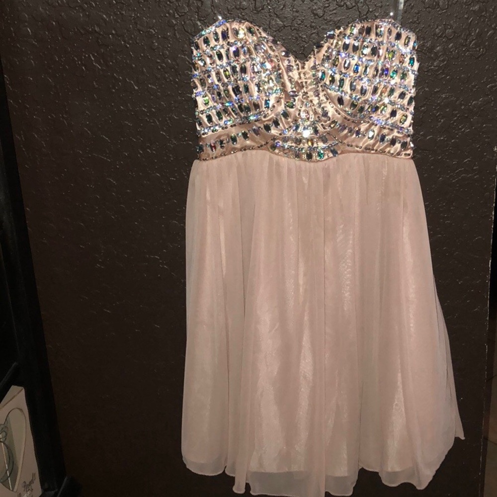Sequin hearts champaign short party dress